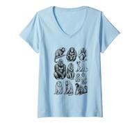 Women's Primates 90s Vintage Tattoo Style Retro Monkeys Graphic Y2K V-Neck T-Shirt