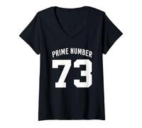 Womens Prime Number 73 Mathematics Theory Bang Nerd Geek V-Neck T-Shirt