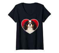 Women's Prince Charles English Toy Spaniel Heart V-Neck T-Shirt