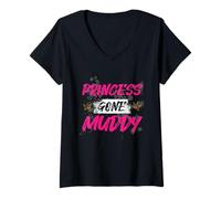 Women's Princess Gone Muddy Race Mud Run Mud Run V-Neck T-Shirt