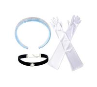 Women's Princess Headband Choker Long Gloves Set Halloween Costume Accessories for Cinderella, Princess Accessories Set, One Size