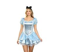 Women's Princess Mini Tutu Dress Halloween Fairy Costume (Blue, M)