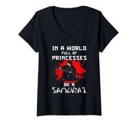 Womens Princess Samurai Japanese Martial Arts Warrior Shinobi Ninja V-Neck T-Shirt