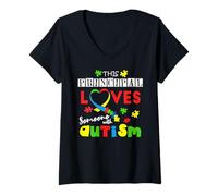 Women's Principal Special Puzzle April Love Autism Awareness V-Neck T-Shirt