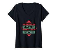 Women's Principles Matter More Than Power V-Neck T-Shirt