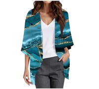 Women's Printed Bolero and Shawl Large Size Open Front Chiffon Cardigan with 3/4 Sleeves Casual Lightweight Chic and Elegant Summer Jacket for Evening and Wedding Coats
