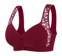 Women's Printed Bra with Front Closure Vest Design Regular Length and Moderate Elasticity for Daily Wear Vacation and Social Occasions (XXXXXXXL Wine)
