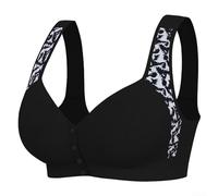 Women's Printed Bra with Front Closure Vest Design Regular Length and Moderate Elasticity for Daily Wear Vacation and Social Occasions (XXXXXXXL Black)