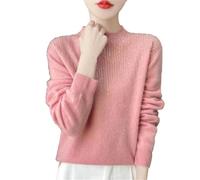 Women's Printed Diamond Knitted Half Height Merino Wool Loose Warm Cashmere Sweater Fen XXL