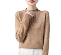 Women's Printed Diamond Knitted Half Height Merino Wool Loose Warm Cashmere Sweater Jin Tuo XXL