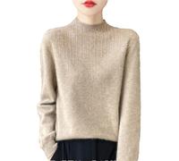 Women's Printed Diamond Knitted Half Height Merino Wool Loose Warm Cashmere Sweater Tuo XXL