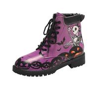 Women's Printed Short Boots Autumn and Winter Lace-up Combat Boots Ankle Boots Rose Skull Cartoon Pattern Gifts for Girls Women