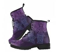 Women's Printed Short Boots Autumn and Winter Lace-up Combat Boots Ankle Boots Rose Skull Cartoon Pattern Gifts for Girls Women