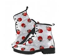 Women's Printed Short Boots Autumn and Winter Lace-up Combat Boots Ankle Boots Rose Skull Cartoon Pattern Gifts for Girls Women