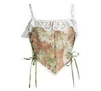 Women's Printed Strapless Lace Trim Bralette for Graceful Feminine Style Perfect Underwear Under Any Outfit, Green, XL