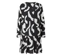 Women's Printed Viscose Long Sleeve Midi Dress COMMA Noir 44
