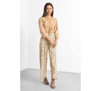 Womens Printed Wide Leg Ankle Grazer Trousers Enorsia Cream 12
