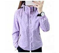Women's Printed Windproof Waterproof Jacket Lightweight Fashion Coat for Spring Summer Autumn Winter Vacation Holiday Daily Wear Regular Fit Size XL-XXXXL(XXXXL Purple)