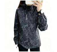 Women's Printed Windproof Waterproof Jacket Lightweight Fashion Coat for Spring Summer Autumn Winter Vacation Holiday Daily Wear Regular Fit Size XL-XXXXL(XL Black)