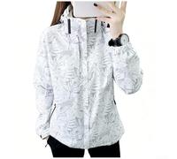 Women's Printed Windproof Waterproof Jacket Lightweight Fashion Coat for Spring Summer Autumn Winter Vacation Holiday Daily Wear Regular Fit Size XL-XXXXL(XXL White)