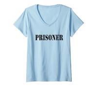 Womens Prisoner Costume Convict Cologne Alaaf Carnival Fashing V-Neck T-Shirt