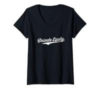 Women's Private Equity - Fun Retro University Aesthetic Sporty V-Neck T-Shirt