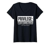 Women's Privilege Statement Typography Text Design V-Neck T-Shirt
