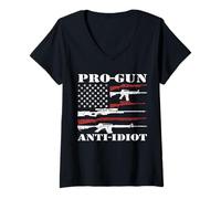 Women's Pro-Gun Anti-Idiot V-Neck T-Shirt