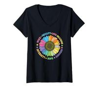 Womens Pro Kindness Peace Equality Love Hope Diversity Human Rights V-Neck T-Shirt