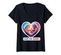 Womens Pro-Life Save The Babies Pro Life Supporter Anti-Abortion V-Neck T-Shirt