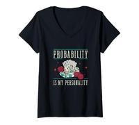Women's Probability is My Personality Casino Gambling A Card Dealer V-Neck T-Shirt