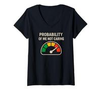 Womens Probability of Me Not Caring Sarcastic Saying Deadpan Humor V-Neck T-Shirt