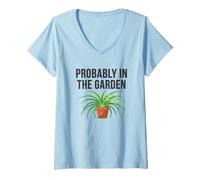 Women's Probably in The Garden Plant Lover Aesthetic V-Neck T-Shirt