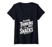 Women's Probably Thinking About Snacks V-Neck T-Shirt
