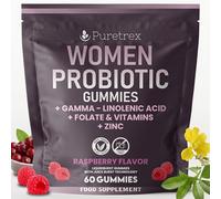Women's Probiotic + Prebiotic Gummies | Gut, Digestive, Vaginal & Immune Health Support | pH Balance | Bloating Relief | Raspberry Flavour | Vegan Sugar Free Gluten Free | GLA Folate Zinc | 60 Gummies