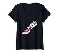 Womens Probiotics Dairy Products, Frozen Yogurt V-Neck T-Shirt