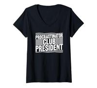 Women's Procrastinator Club President V-Neck T-Shirt