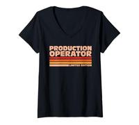 Women's Production Operator Retro Sunrise V-Neck T-Shirt