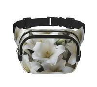 Women's products bags shoes perfume Fanny Pack for Women Men Fashion Waist Pack Adjustable Belt Bag for Workout Running Travelling Casual Waist Bag, White Lily Bouquet, One Size