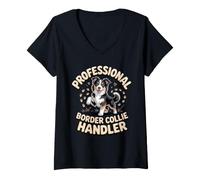 Women's Professional Border Collie Handler Herding Dog V-Neck T-Shirt