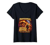 Women's Professional Bridge Burner No Refunds No Apologies Fire V-Neck T-Shirt