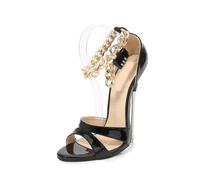 Women's Professional Dance Heels - Pole Dancing Shoes with 16cm Stiletto & Lockable Ankle-Straps - Masquerade Ball Shoes,Black,8 UK