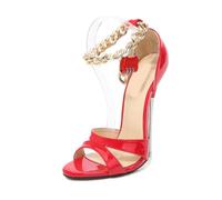 Women's Professional Dance Heels - Pole Dancing Shoes with 16cm Stiletto & Lockable Ankle-Straps - Masquerade Ball Shoes,Red,6.5 UK