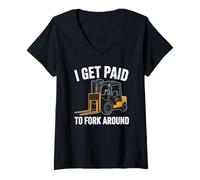 Womens Professional Forklift Operator & Engineering Humor Logistic V-Neck T-Shirt