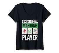 Women's Professional Mahjong Player, Tile Game Player, Mah Jong V-Neck T-Shirt