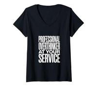 Womens Professional Overthinker at Your Service Quote V-Neck T-Shirt