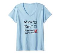 Women's Professional Overthinker Funny Writer Poet Checklist V-Neck T-Shirt