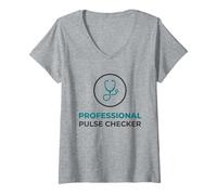 Women's Professional Pulse Checker Funny Nurse Paramedic V-Neck T-Shirt