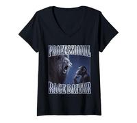 Womens Professional Ragebait Meme Joke Hilarious Monkey Lion V-Neck T-Shirt