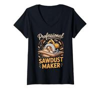 Women's Professional Sawdust Maker Carpenter Woodworking Craftsman V-Neck T-Shirt